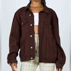 Princess Polly | WESTERN DENIM JACKET DARK BROWN, S/M